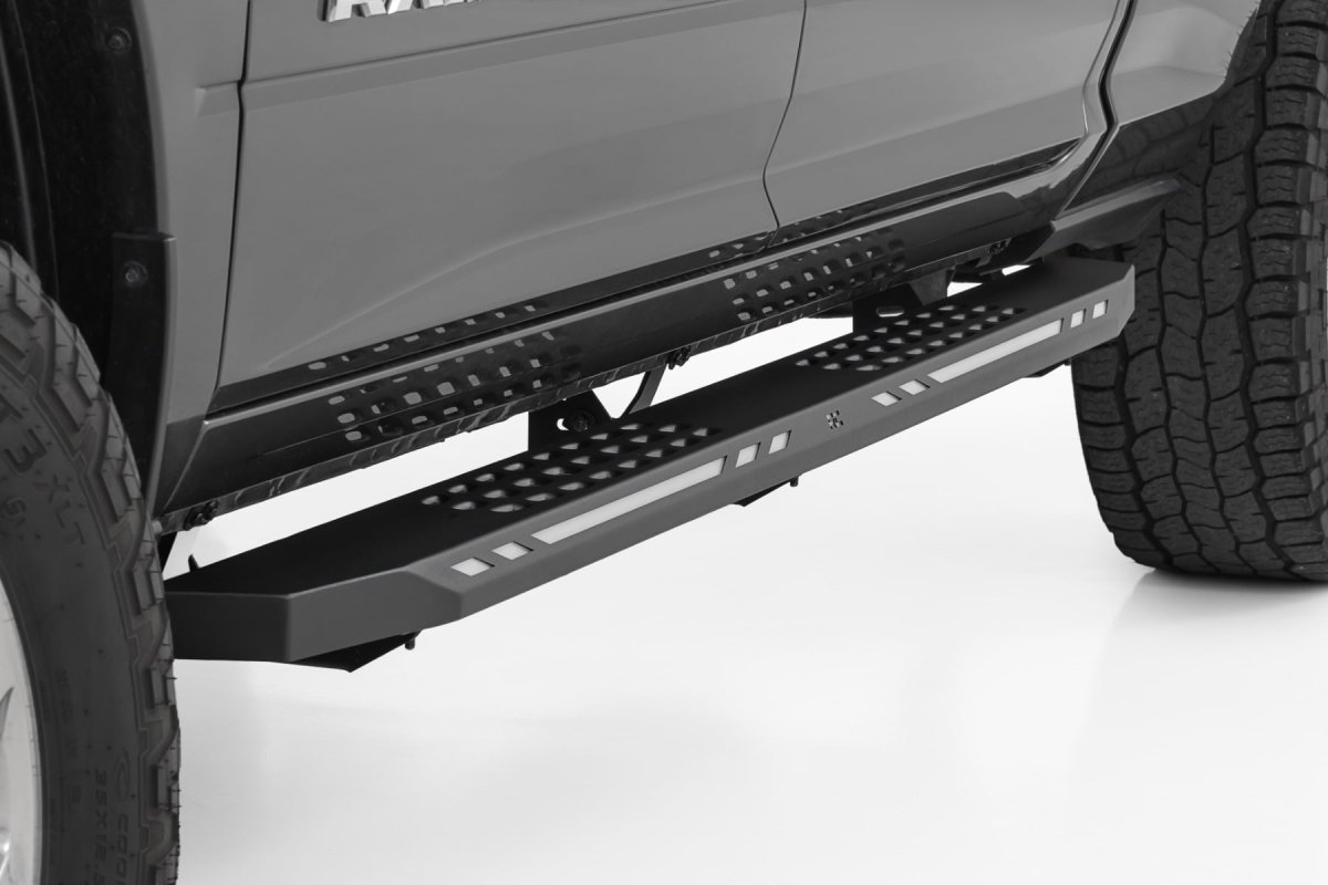 Ram 1500 TRX Running Boards - Rough Country - AC2 - Amber/White - '21-'24